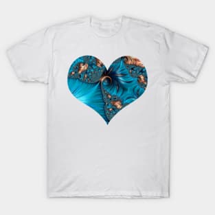 Turquoise Fractal Heart T-Shirt